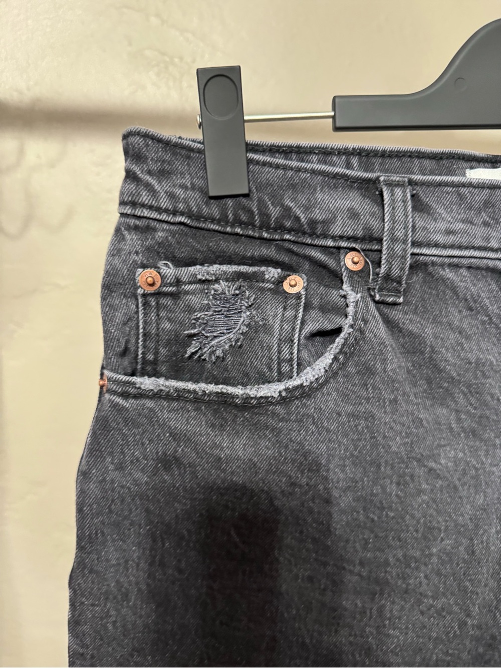 Abercrombie & Fitch Charcoal Distressed Denim Cutoffs - Picture 4 of 13